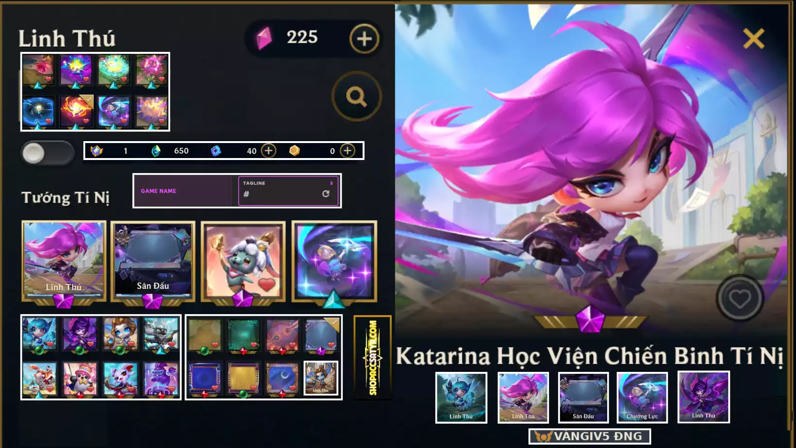 KATARINA HỌC VIỆN CHIẾN BINH  SÂN KDA 3 TÍ NỊ GWEN MOR ORI  TIÊN CÁ URF 4 SÂN ĐỎ NHIỀU PET 3 SAO  CHƯỞNG LỰC NHIỀU 2 CHƯỞNG LỰC 2 HC CÒN ĐỔI TÊN